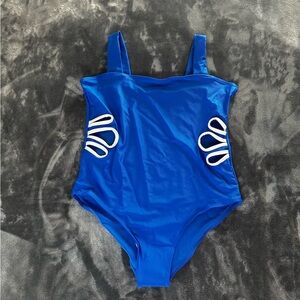 Blue Swimsuit with White Accents